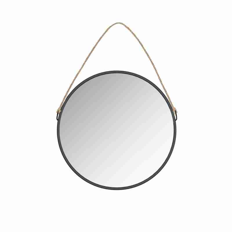 front view BAIN SIGNATURE Bolzano Black Matte Metal Framed With Rope Mirror