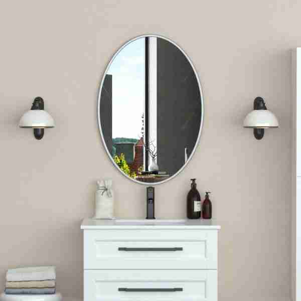 Sienna Silver Metal Framed Oval Mirror BAIN SIGNATURE